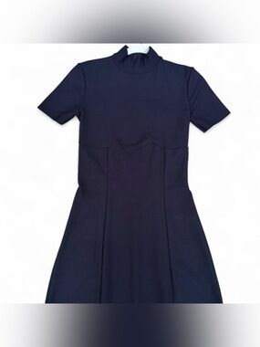 Classic Navy Short-Sleeve Fit & Flare Dress